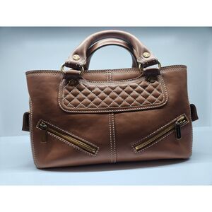 CELINE Boogie Bag Caramel Calfskin Leather Gold Hardware Satchel Authentic
